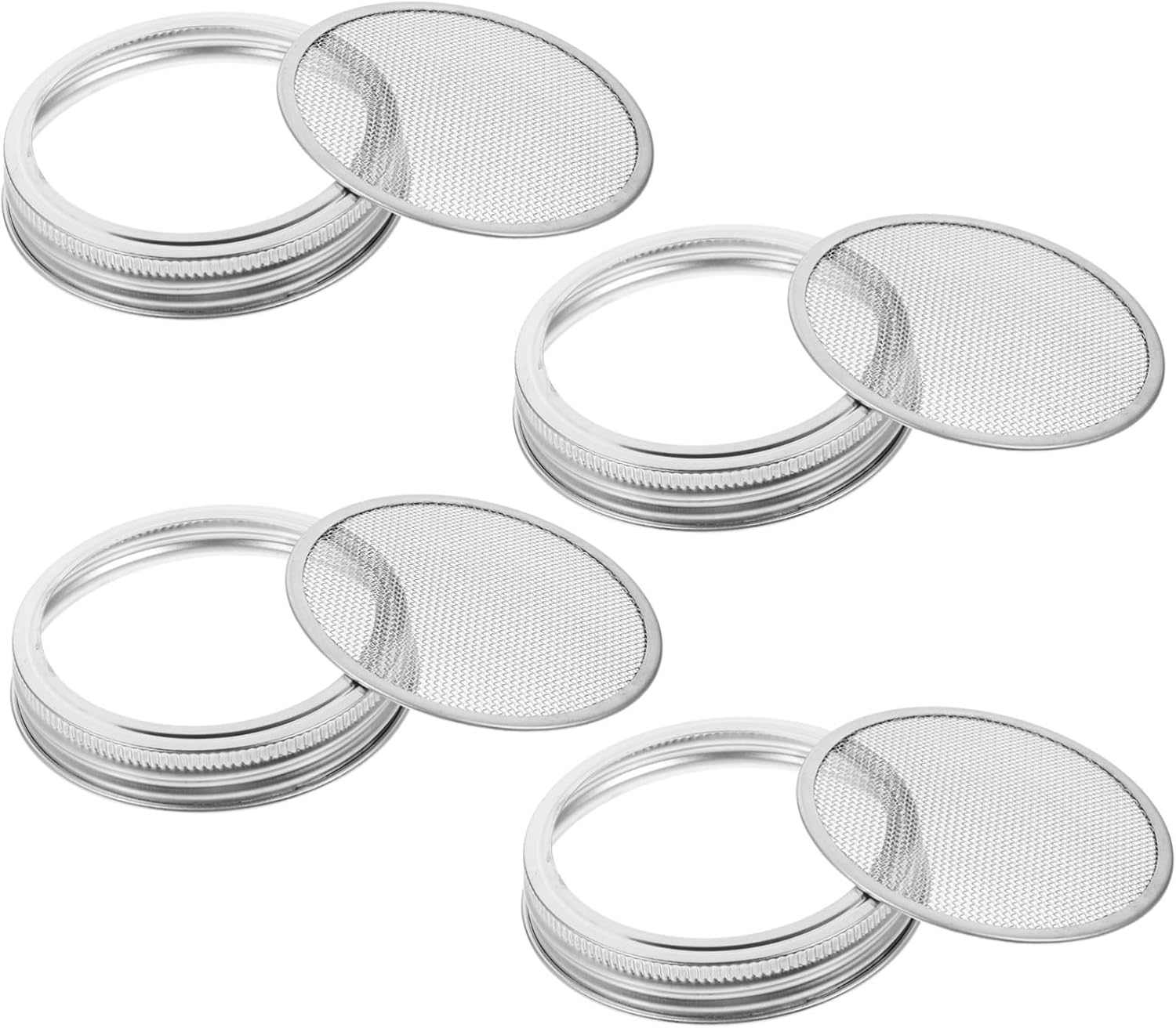 4pcs Jar Wide Mouth Lids Sprouting Lid Set Stainless Steel Mesh Cover for Sprouting Jars for Home Indoor Garden