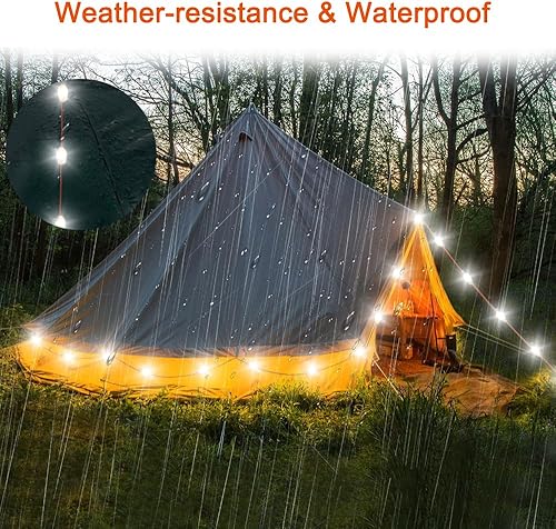 Miniatura 6 de Tira de luces para interiores y exteriores con cargador de panel solar, impermeable, recargable, 17 luces LED, desmontables de 30 pies de largo, 7