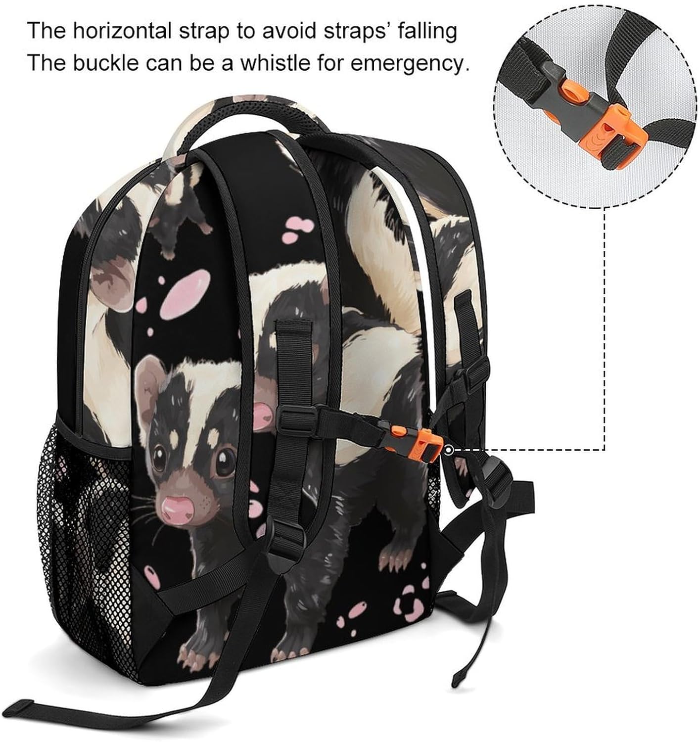 Skunk Pinknose Unisex Backpack Casual Daypacks Lightweight Shoulders Bag for Camping Hiking Travel