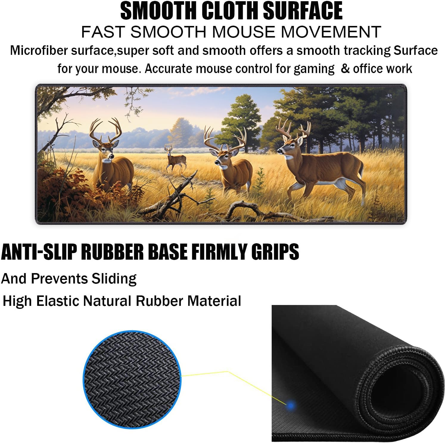 Alfombrilla de ratón extendida para juegos, gran alfombrilla de ratón para juegos, teclado de ordenador, alfombrilla de ratón, base de goma antideslizante para jugadores, oficina, estudio + posavasos,