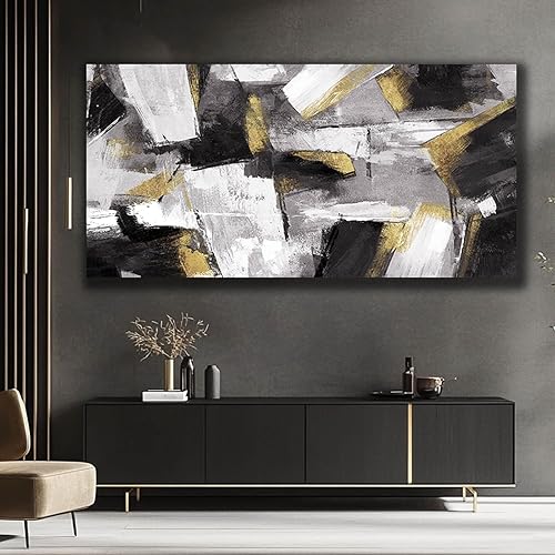 Miniatura 5 de SOUGUAN Arte de Pared Abstracto Decoración de Pared en Lienzo Dorado Arte de Pared en Lienzo para Sala de Estar Impresiones Modernas en Lienzo