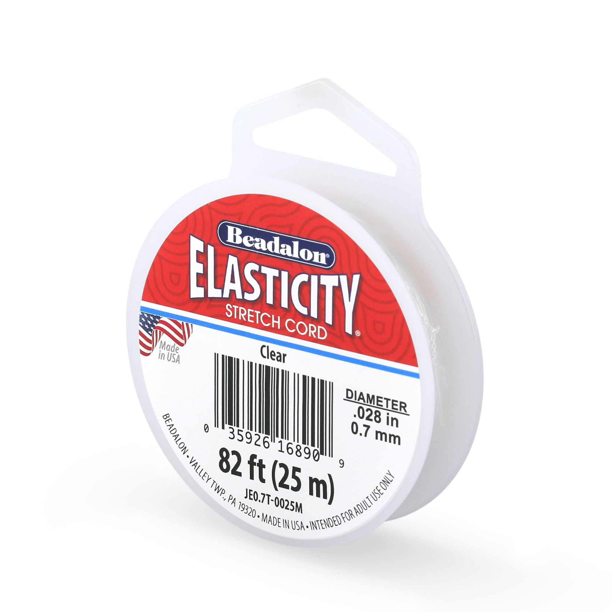 Beadalon Clear Elasticity Stretch Cord, 0.7 Mm, 25 M
