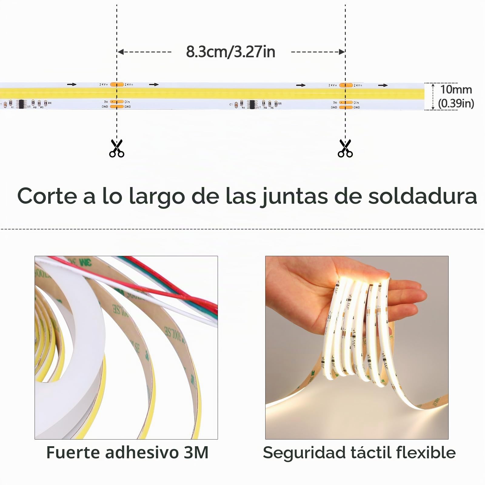 GOMING 24V 10M WS2811 IC Tira LED COB Blanco Natural 4000K Direccionable | Efecto Agua Corriente 360LED/M CRI 93+ No Impermeable LED Light para Decoración Hogar(Alimentación y Controlador no Incluido)
