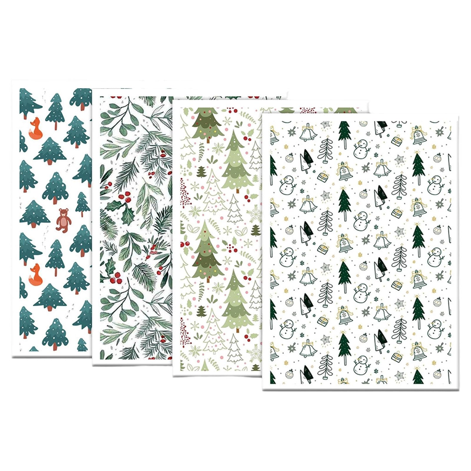 Buxuaaaa 4PCS Clay Transfer Paper Christmas Themed Clay Transfer Sheets for Earring Jewelry Making Water Soluble Paper Colorful Craft Sticker