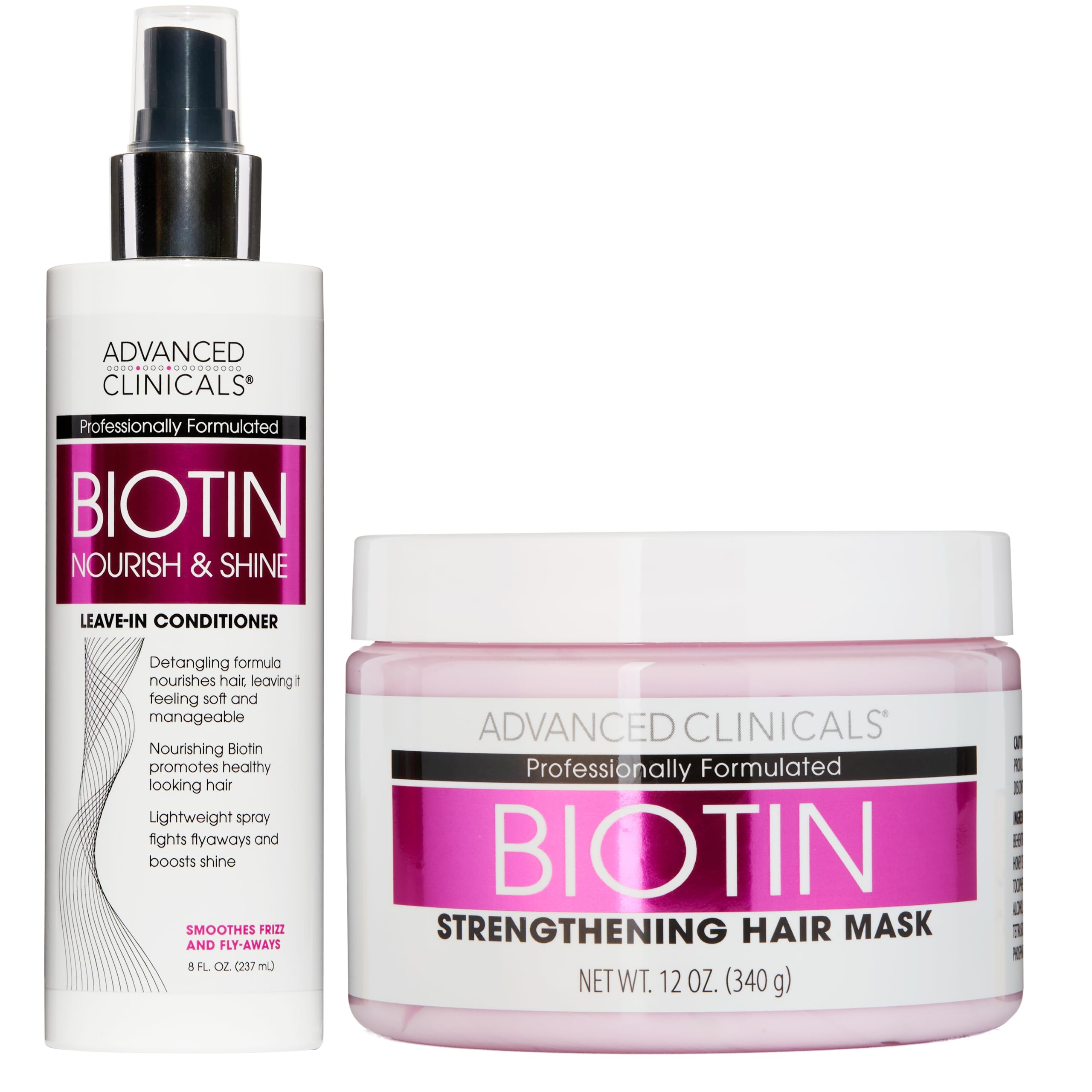 Biotin Mask: Anti-Breakage, Split End Repair & Frizz Control, with Leave-in Conditioner - 2PC Set for Replenished, Moisturized Hair