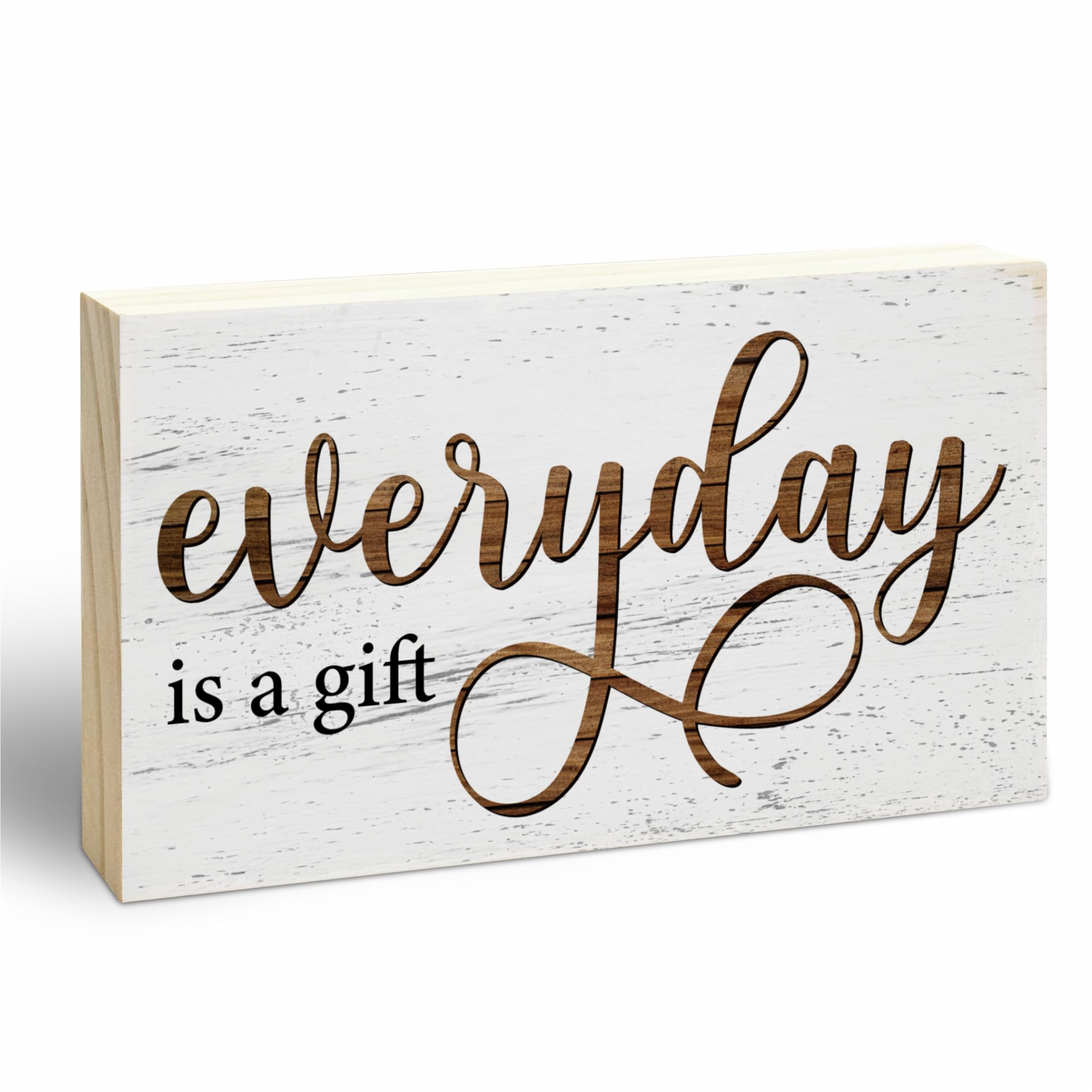Rustic Wooden Block Sign - Everyday Is A Gift - 5"X3" Postive Pine Wood Plaque, Home & Garden Decor, Housewarming Gift For Friends, Desk & Tabletop, Shelf Accessories - A14