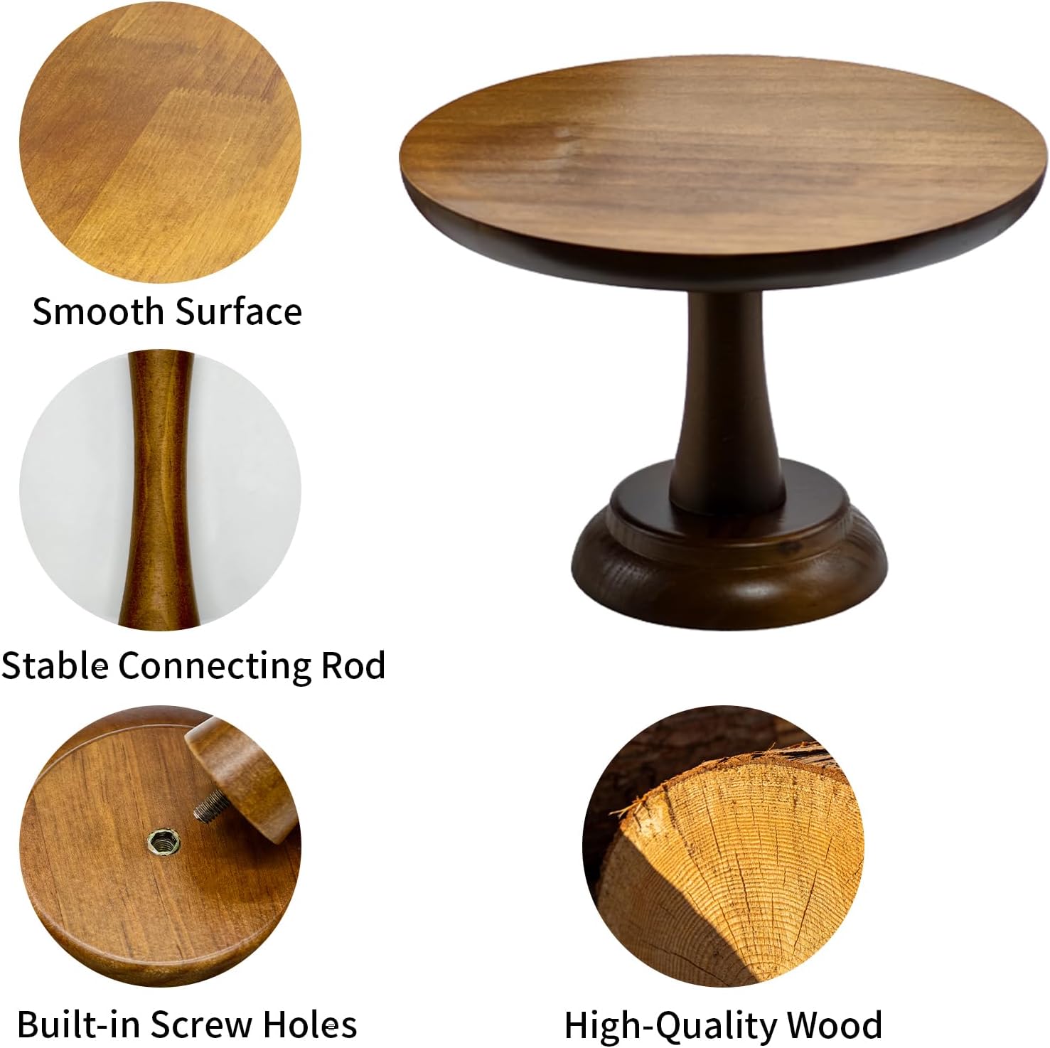 3 Pcs Acacia Wood Cake Stand Set, 12 Inch Round Wooden Wedding Cake Stand for Festive Dessert Display, Cake Display Stand for Wedding, Party, Birthday, Catering Supplies Buffet Display