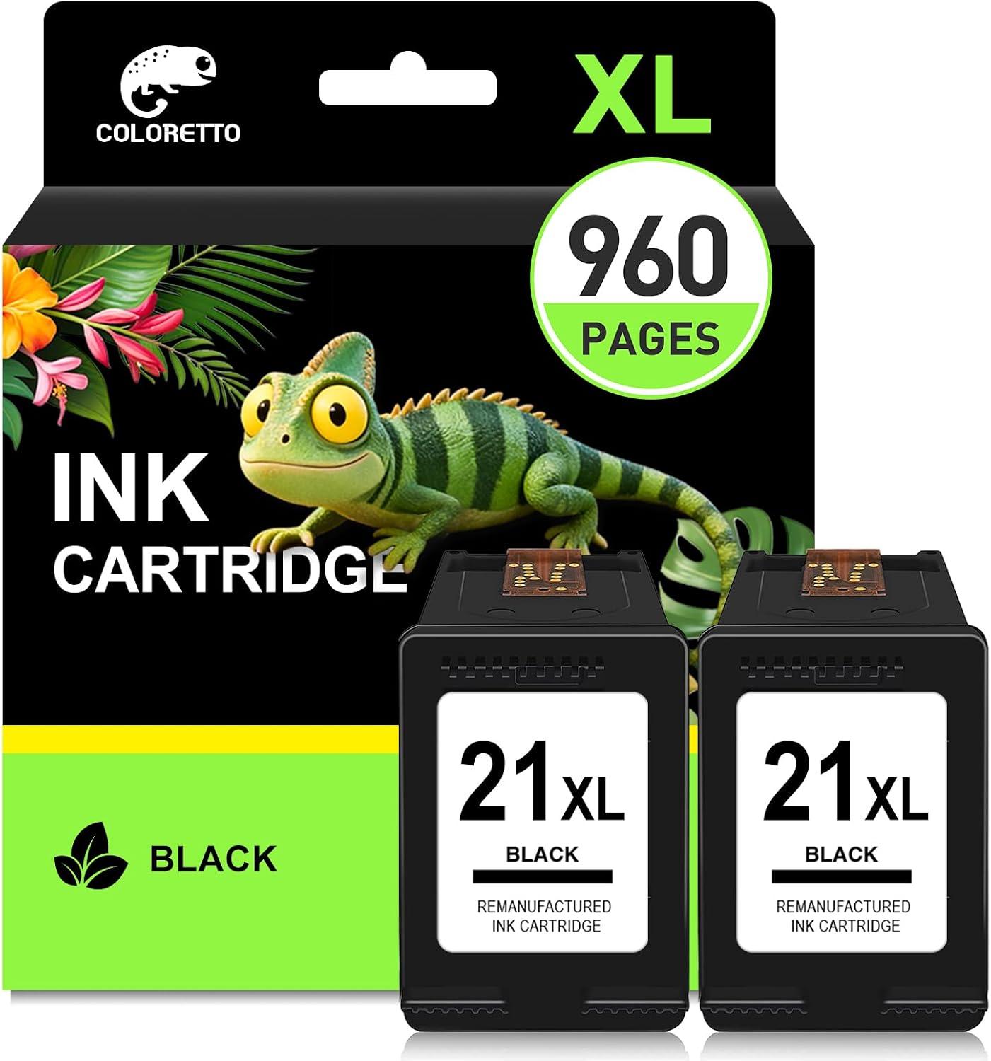 COLORETTO Ink Cartridge Replacement for HP 21 XL 21XL Black Ink Cartridges