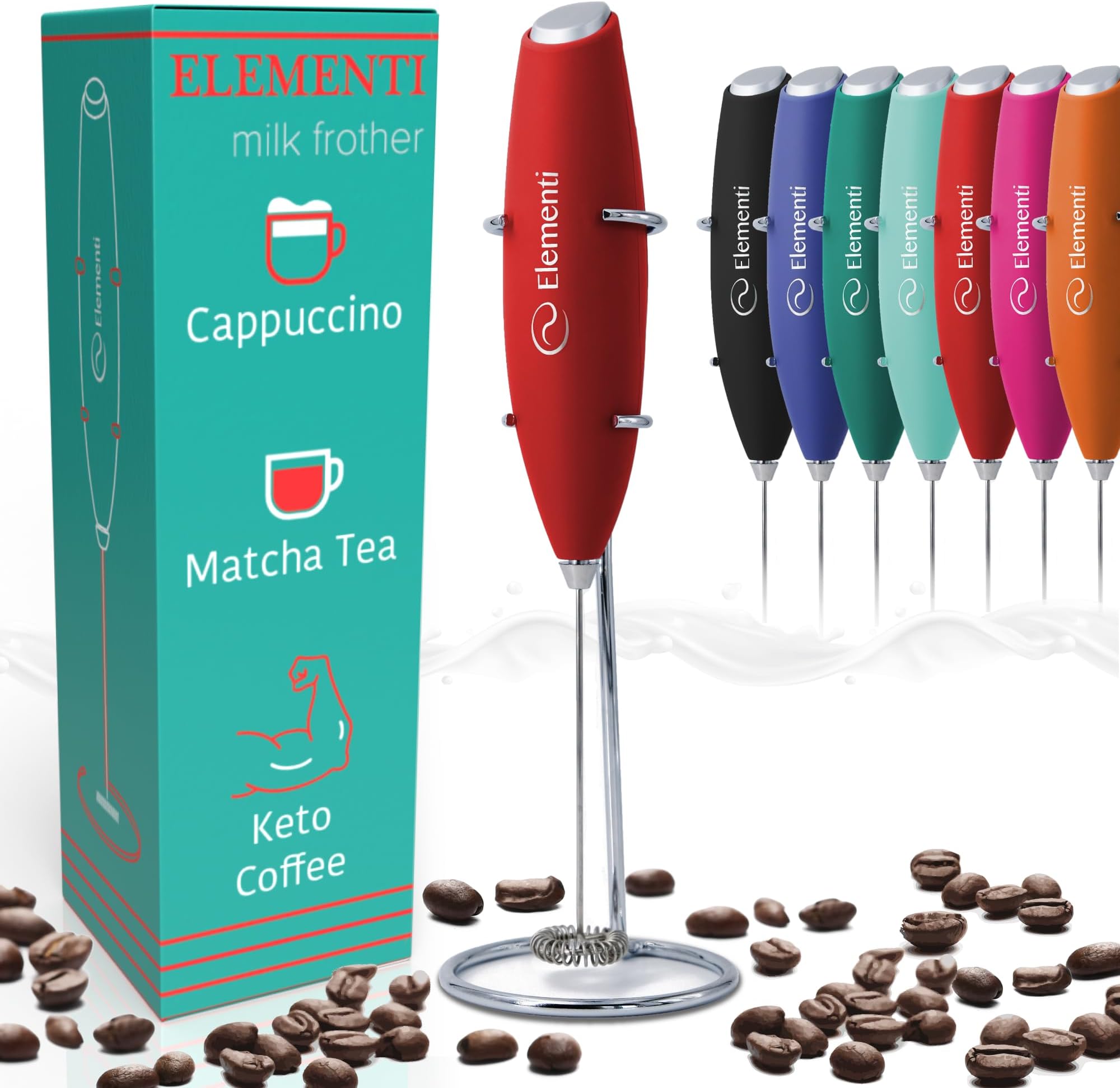 Iacob Milk Frother for Coffee Handheld Electric Whisk, Milk Foamer