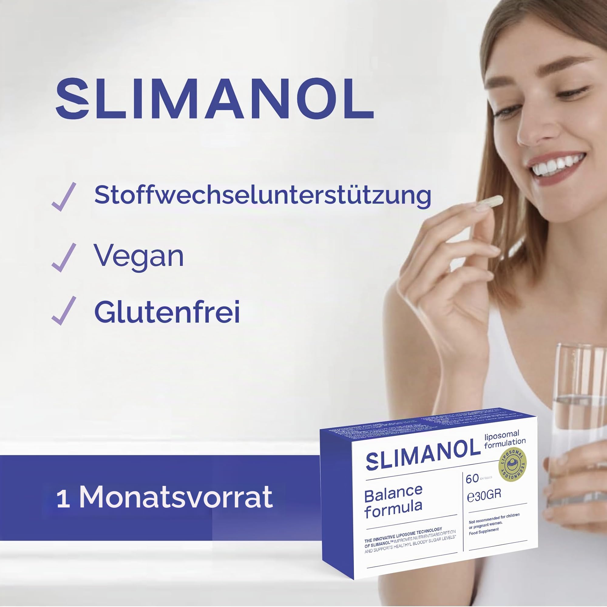 Slimanol Makronährstoff-Stoffwechsel-Ergänzung | mit Zink, Apfelessig, L-Carnitin, 60 Kapseln