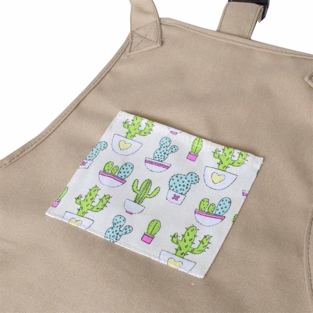 Apron,Canvas Apron Home Kitchen Garden Storage Tools Multi Pocket Outdoor BBQ Multipurpose (Color : Khaki, Size : 58x60cm)