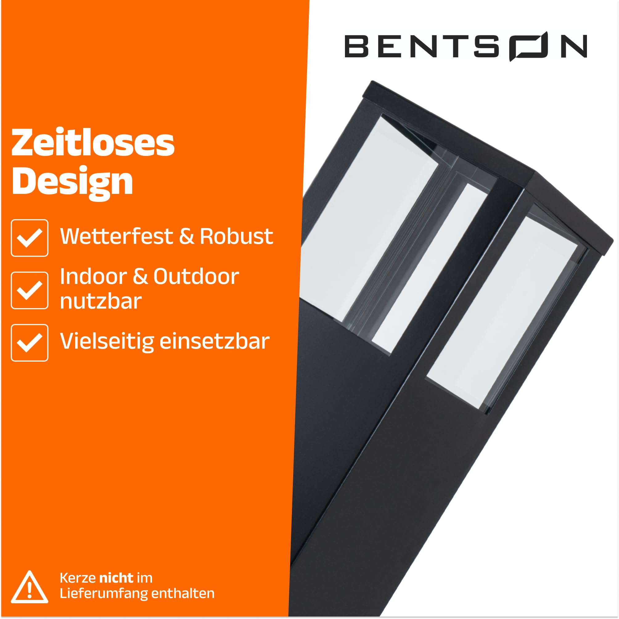 BENTSON Set di 2 colonne decorative per giardino, design industriale, lanterna da giardino per interni ed esterni, rettangolare, 95 cm + 75 cm