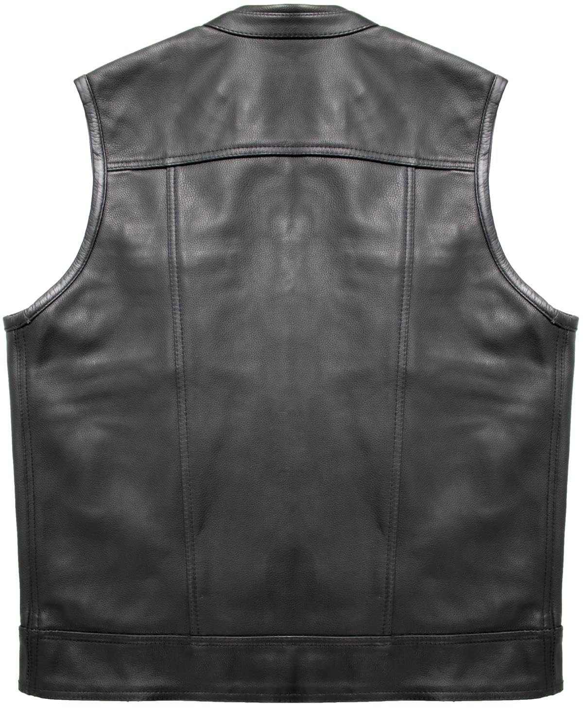MDM Gilet da Motociclista in Vera Pelle da Uomo, Stile Anarchy, Nero, Gilet Biker in Pelle Robusta con Tasche, Ideale per Patch e Loghi Club