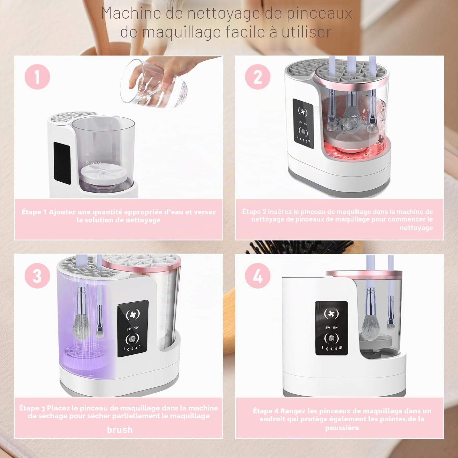Machine électrique de nettoyage et de séchage portable, automatique, USB, outil multifonctionnel pour pinceaux de maquillage