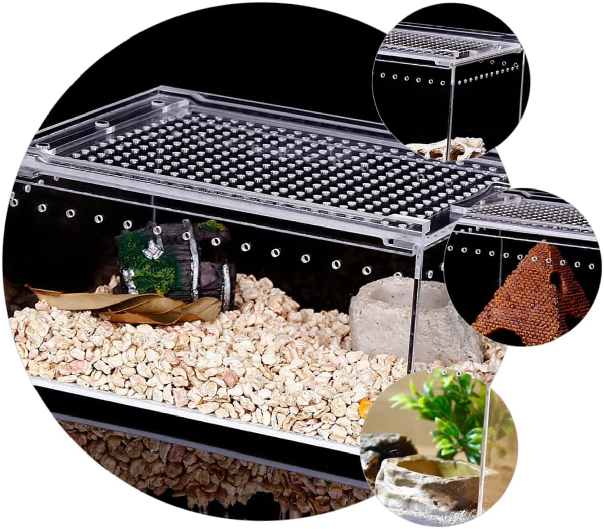 Indoor Bunny Cage Reptile Terrarium Habitat Leak Feeding Box Acrylic for Spiders Frogs