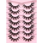 Veleasha Mink Lashes Spiky Cat Eye Lashes Dramatic Eyelashes Fluffy 7 Pairs Manga Lashes 16-26mm Wet Long False Eyelashes 3D Lashes Look Like Eyelash Extensions (D Curl - Pretty)