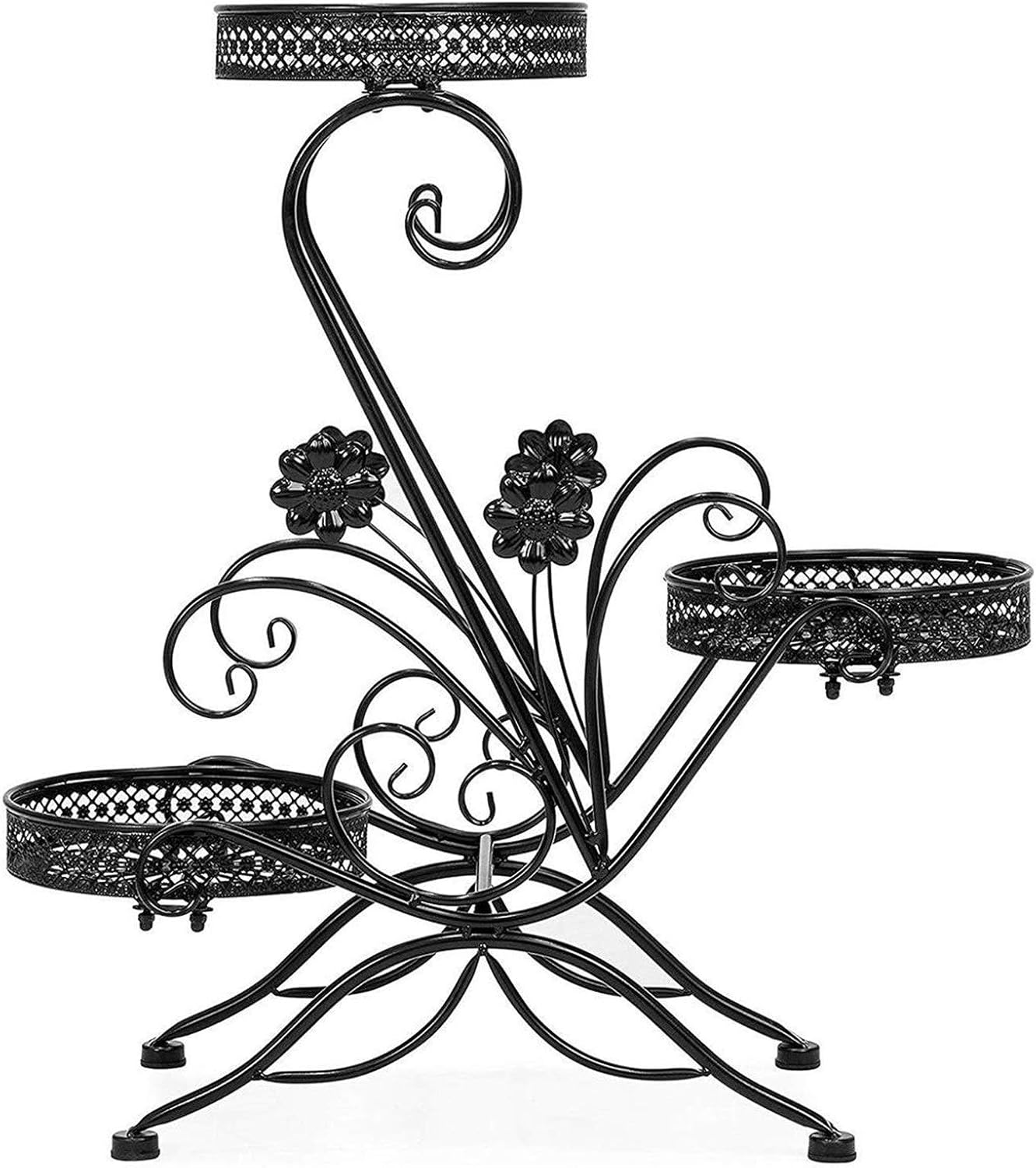 3-Tier Metal Flower Pot Iron Shelf Stand Bonsai Holder Plants Display Rack Holder for Home Patio Balcony Living Room Decoration
