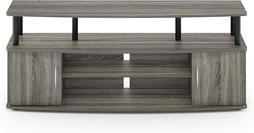Miniatura 79 de Furinno - Soporte para centro de entretenimiento grande para televisor de hasta 55 pulgadas, madera negra Blackwood,Ámbar Pino/Negro,Columbia