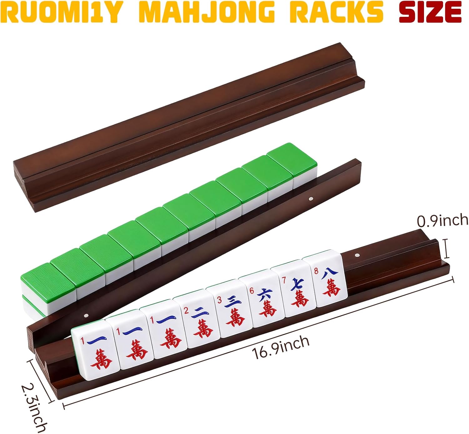 Wooden Mahjong Racks with Pushers Set of 4, Mahjong Pushers and Racks for Mahjong, Mexican Train, Dominoes