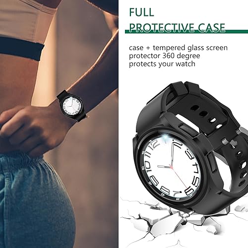 Miniatura 3 de Haojavo Paquete de 2 + 4 fundas protectoras de pantalla para Samsung Galaxy Watch 6 Classic de 1.772 pulgadas, 2 unidades de carcasa protectora de