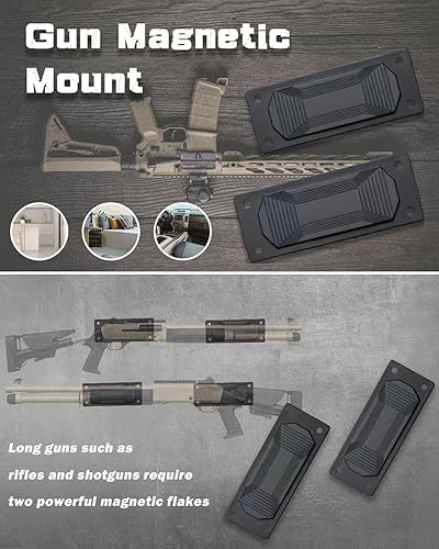 Miniatura 7 de Gun Magnet Mount, 55 lb Rating,Magnetic Gun Holster Rubber Coated Gun Holder for Handgun, Shotgun, Rifles, Revolvers Beside Holster, Using in Cars,