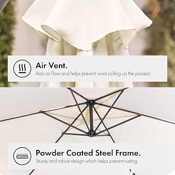Cream Banana Parasol 3m by VonHaus