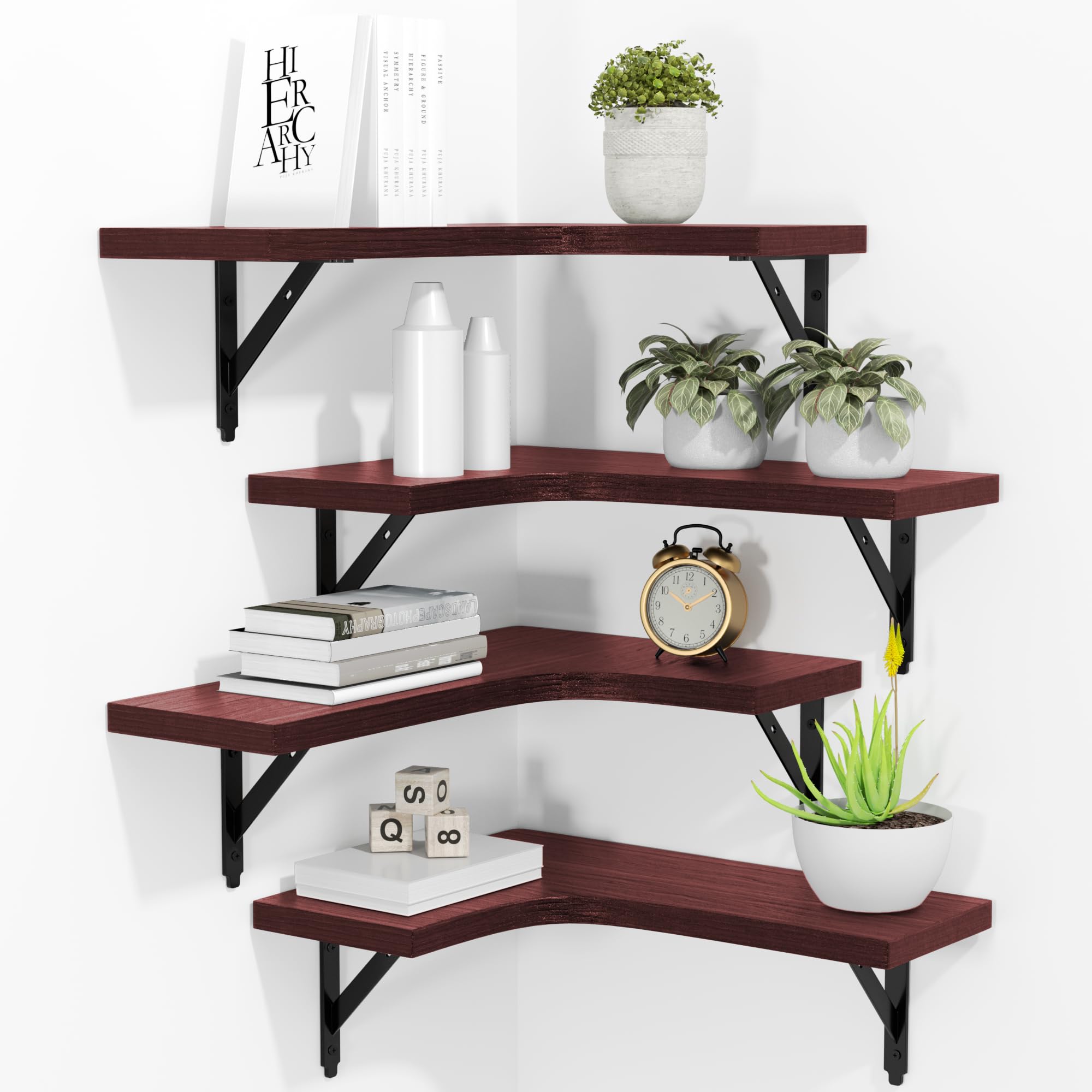 Rustic Corner Floating Shelves - Set of 4 -8 Rustic Corner Floating Shelves - Set of 4 -8