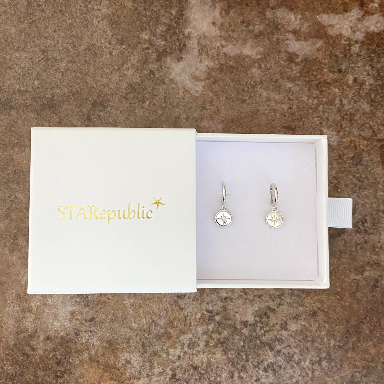 925 Sterling Silver Celestial Huggie Drop Star Earrings - Image 2