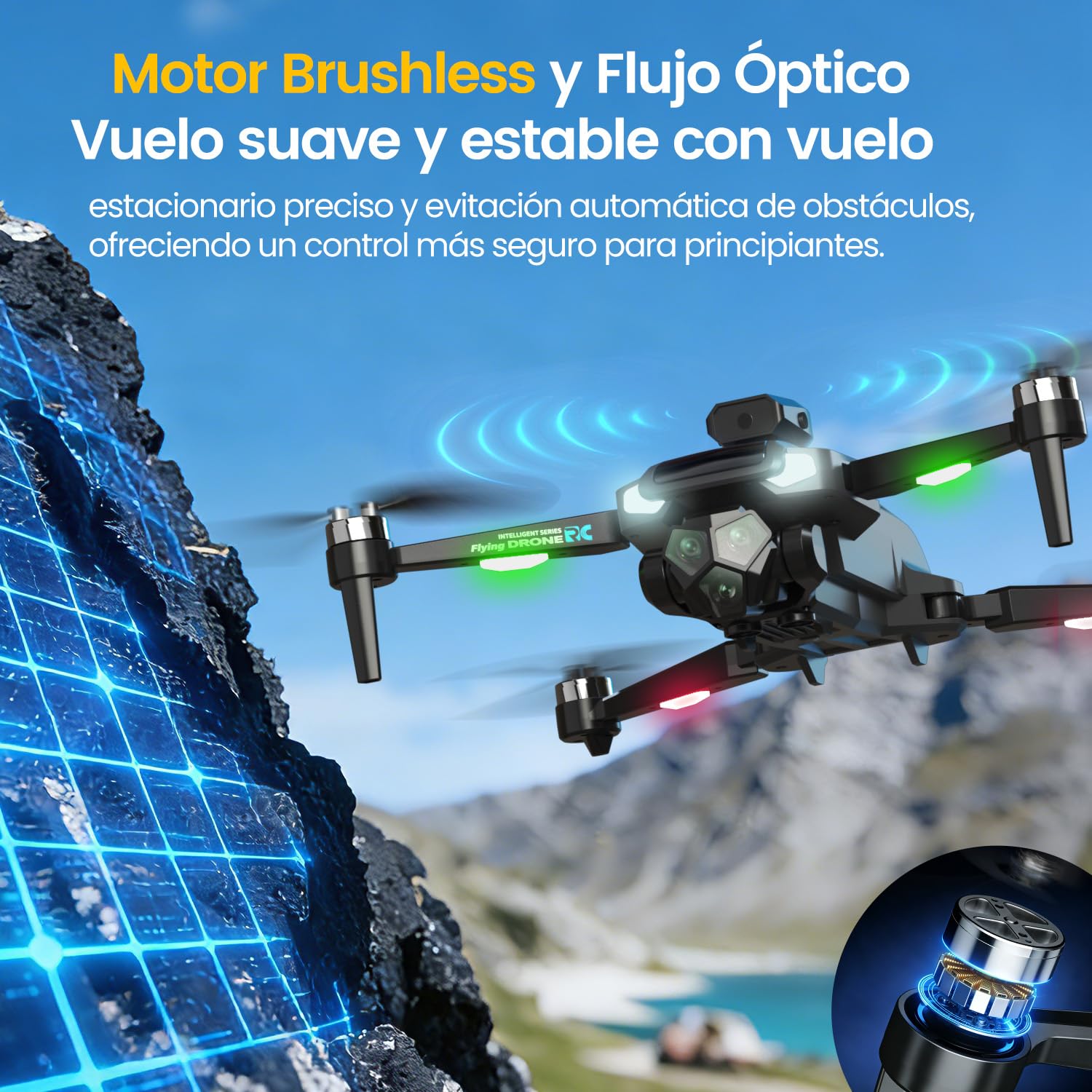 M66 Drone con Controlador HD Plegable de 4,3″, Cámara 1080P para Principiantes con Evitación de Obstáculos, Flujo Óptico, Motor Brushless, 40 Min de Vuelo, Fácil de Volar