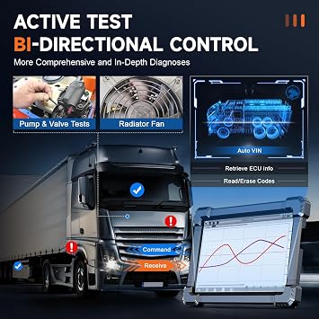 ANCEL X7HD 10.1'' Heavy Duty Truck Scanner, Semi Trucks Full System Diagnostic Tool, Bidirectional Diesel Scan Tool with DPF, ECU Coding, 40+ Reset for Cummins, Detroit, Caterpillar, Volvo, Paccar etc