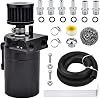 Universal Baffled Oil Catch Can 300ml Aluminum Polish Oil Separator Catch Can Kit Reservoir Tank with Breather Filter & 3/8 NBR Fuel Line/6 Fittings/Necessary Accessories,Black