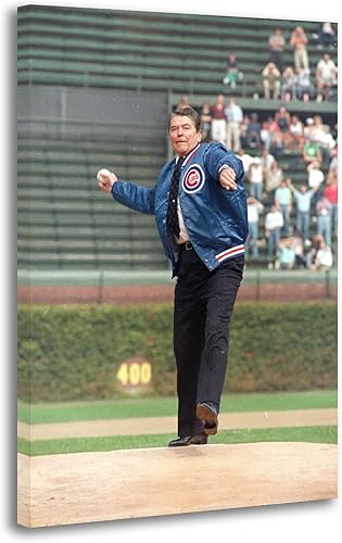 Miniatura 1 de Ronald Reagan's First Pitch at Wrigley Field in 1988 Poster Decorative Painting Canvas Wall Art Living Room Posters Bedroom Painting