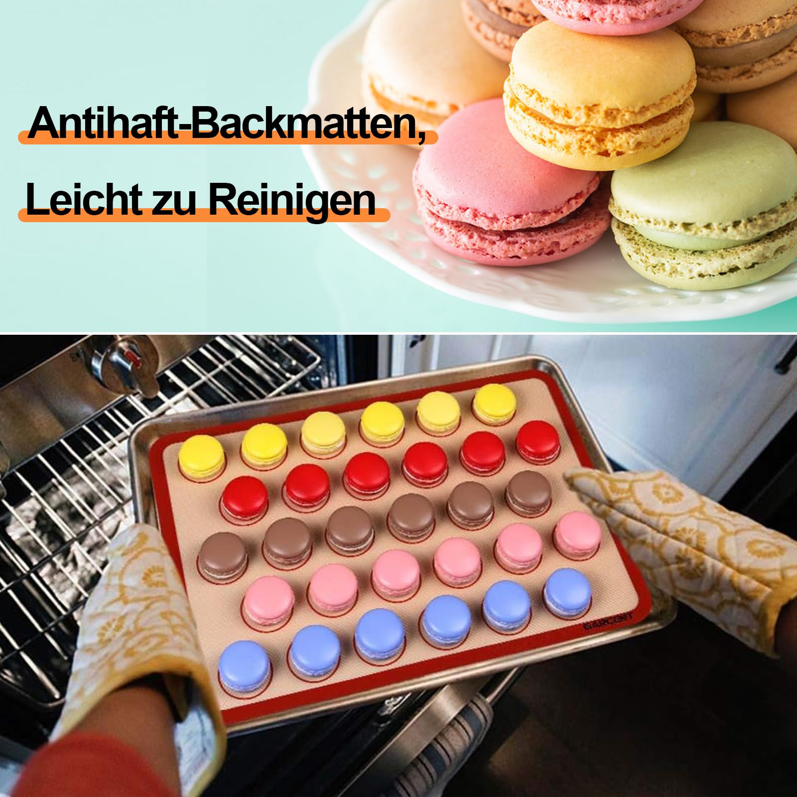 Tappetino Forno Per Macaron Rosso E Nero 42x29.5cm – Silicone Antiaderente Riutilizzabile