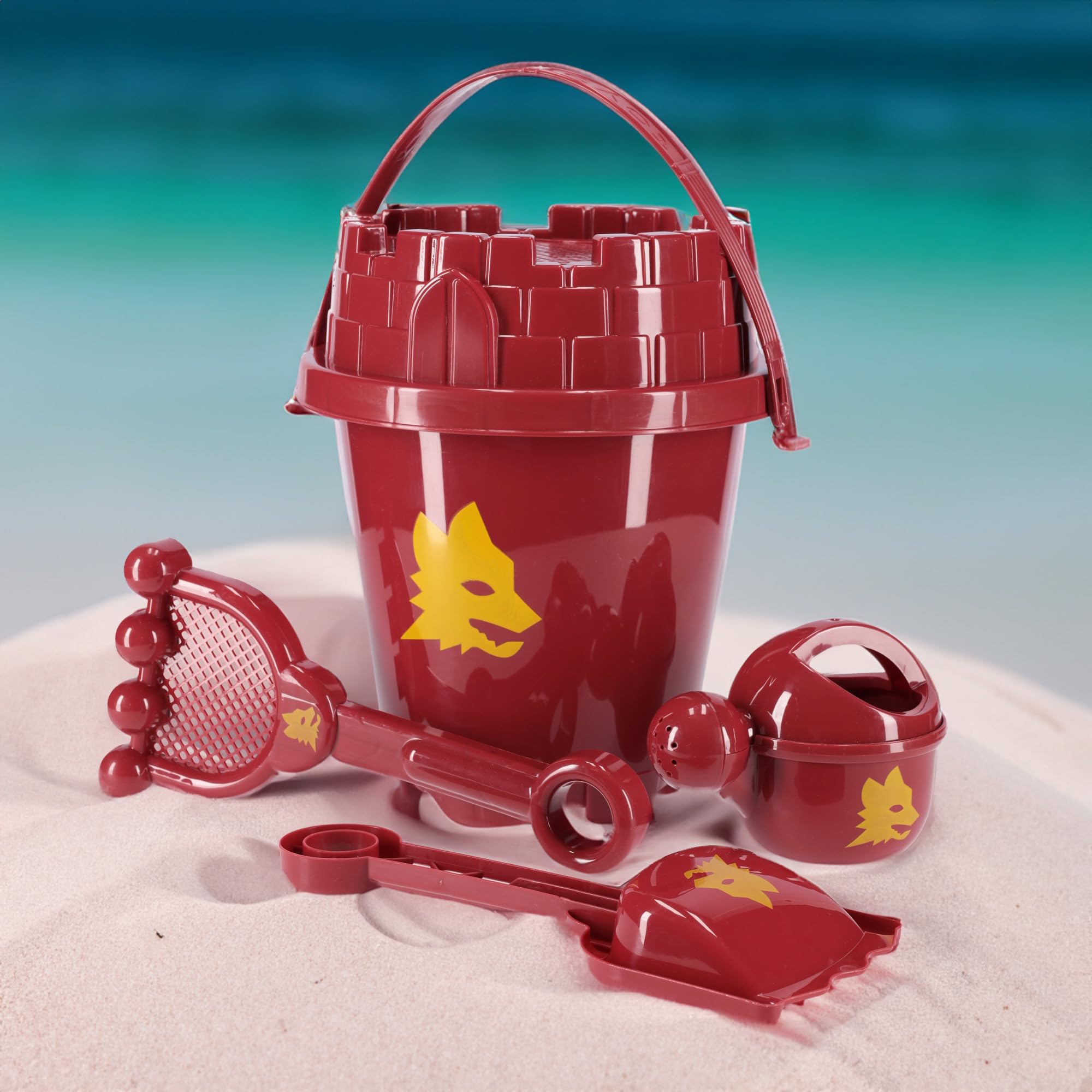 AS Roma ASRBEACHSET, Set Giochi da Spiaggia Unisex Bambino, Rosso, Standard Small