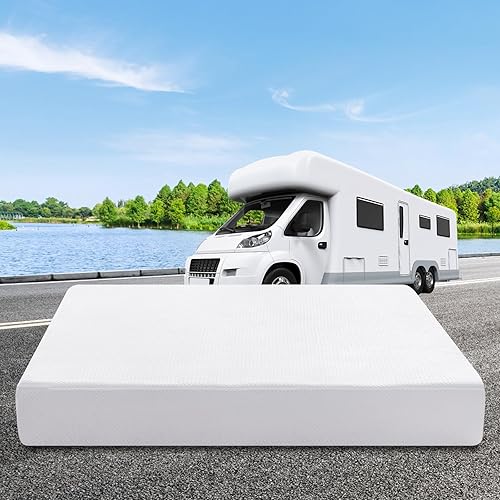 Opoiar Colchón corto para caravanas de 10 pulgadas tamaño King camperremolquecamión de espuma viscoelástica de té verde con sueño fresco y alivio de