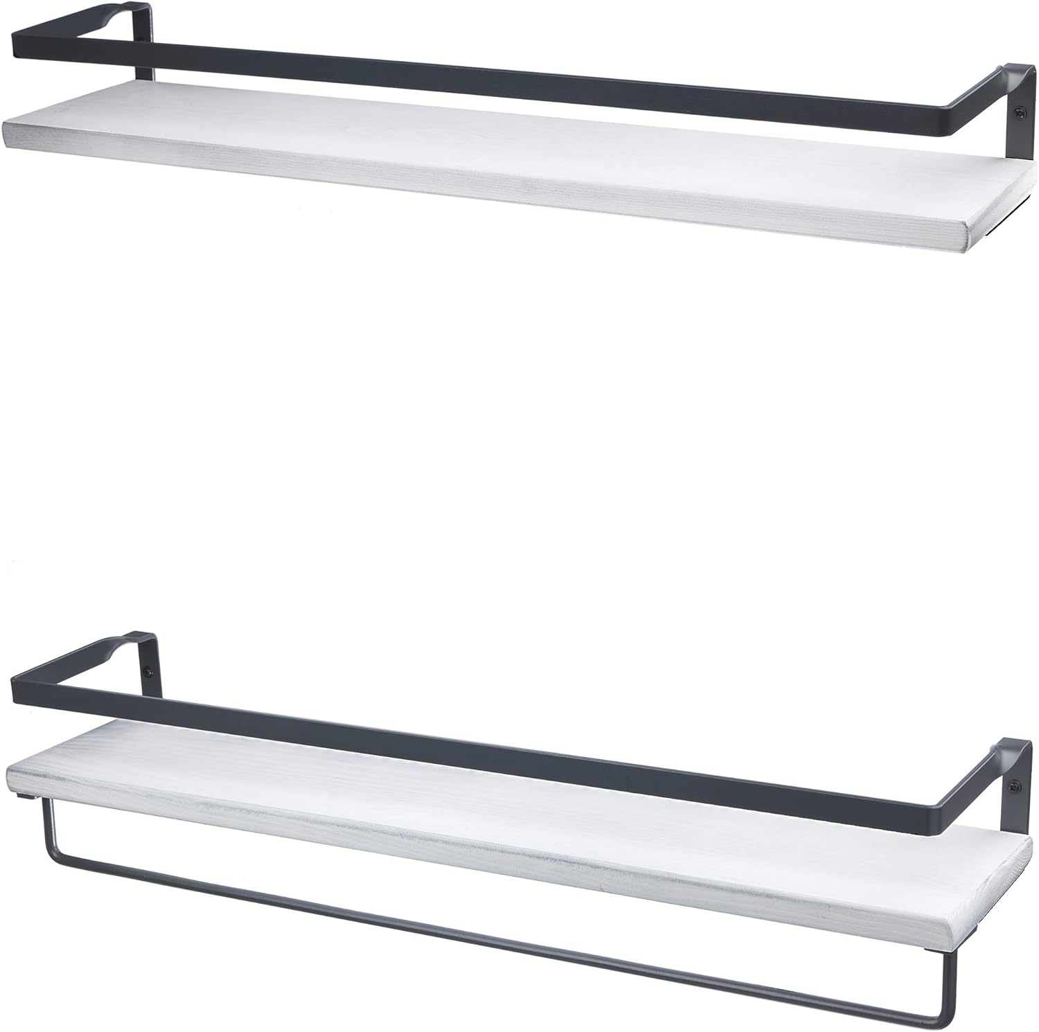 Peter's Goods Rustic Floating Wall Shelves with Rails Decorative