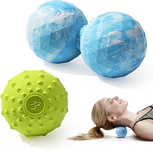Juego de bolas de masaje Peanut & Spiky, rodillo de maní de lacrosse doble + bola firme con puntas para liberación miofascial de tejido profundo, disponible en Yaxa Costa Rica