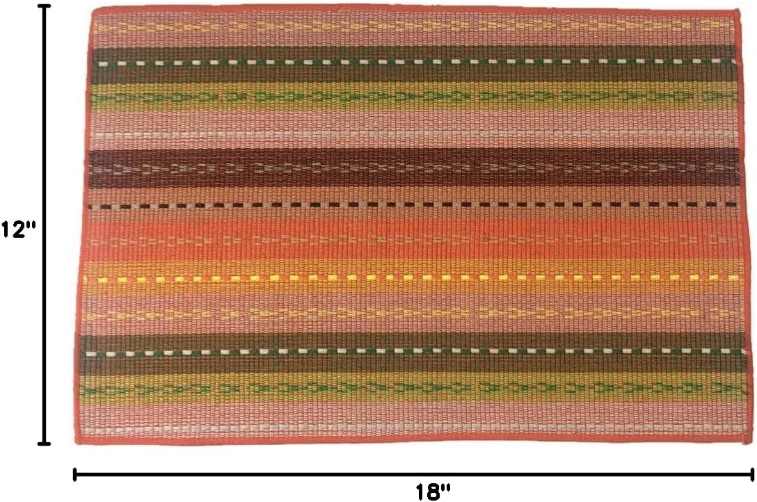WAZAIGUR Hand Woven Cotton Placemats Set of 6, Orange