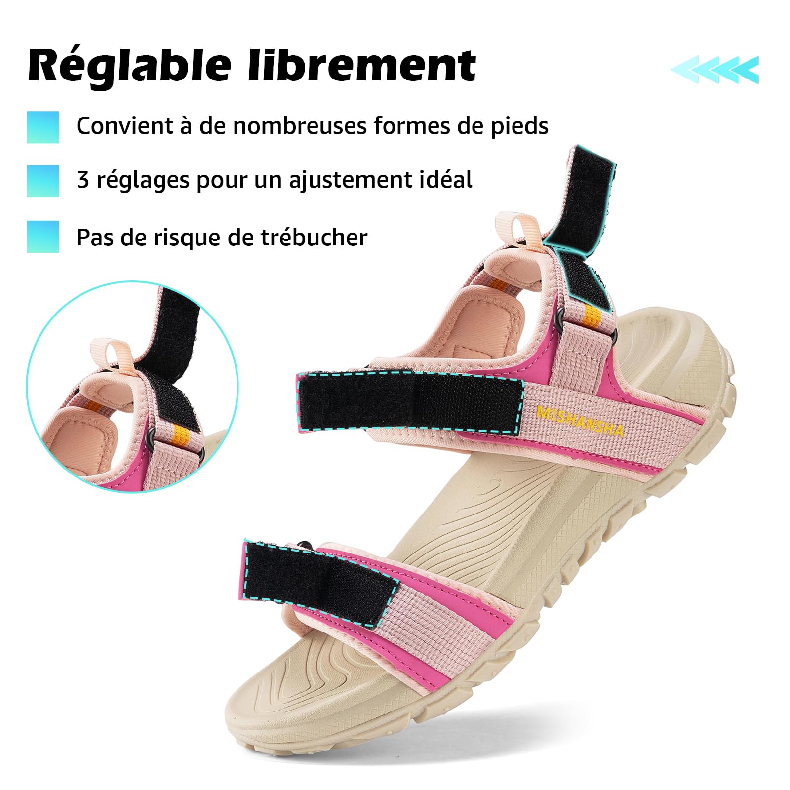 Mishansha Sandales Femme Bout Ouvert Antidérapante 36-42 EU | Chaussures de Sport, Trekking, Randonnée, Marche, Été