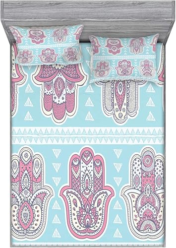 Miniatura 155 de Ambesonne Juego de sábanas bajeras y fundas de almohada, deliciosos tacos con verduras, cocina folclórica, ingredientes de recetas de comida Beige