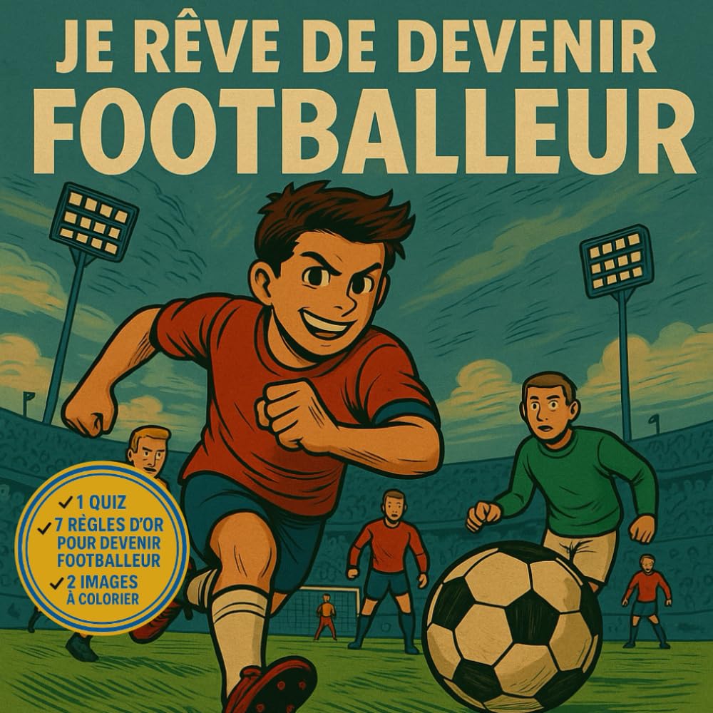 Je rêve de devenir footballeur: Livre de football pour enfants : histoire motivante, quiz, coloriages et règles d’or