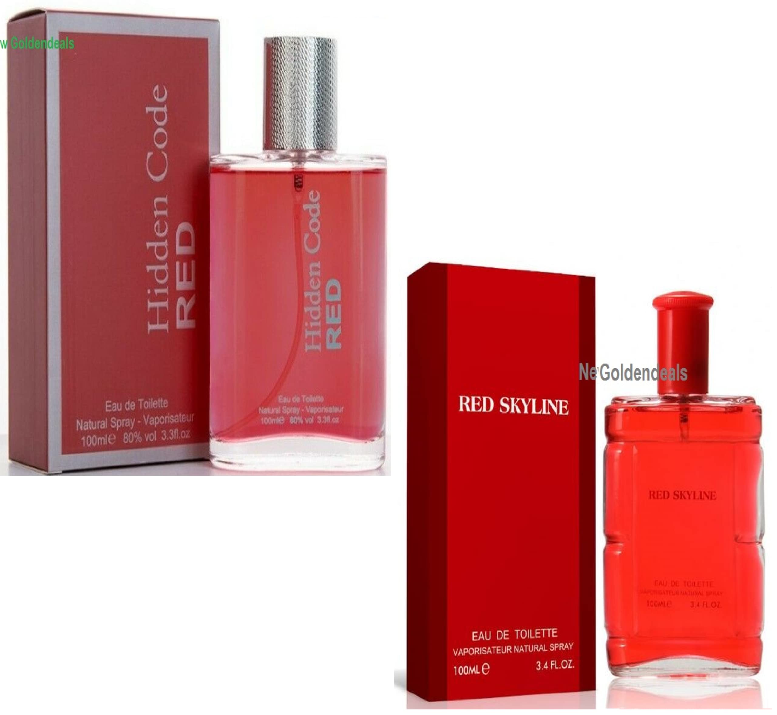 Modaleo Men’s aftershave Eau De Toilette Spray for him Men Perfume 100ml (1x Hidden Code Red 1x Red SkyLine Perfume 100ml Eau De Toilette)