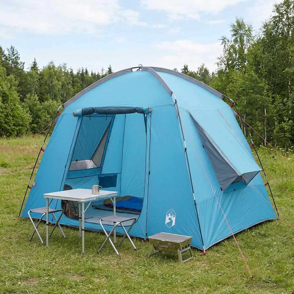 Hütten Zelt mit Dach blau 210 x 210 x 138 cm aus Polyester, wasserdichtes Kabinenzelt für Camping wandern Trekking, faltbar für Familie Outdoor Events
