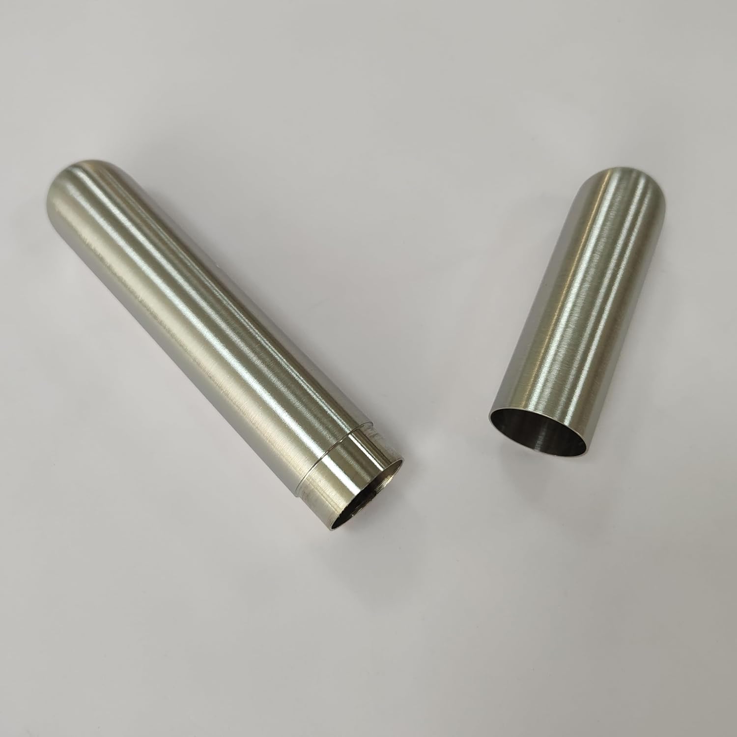 Stainless Steel Single Cigar Tube Can Hold 6.5" Length & 0.76" Diameter Cigar Case Pocket Cigar Holder (Brush Finish, Single Cigar Tube)