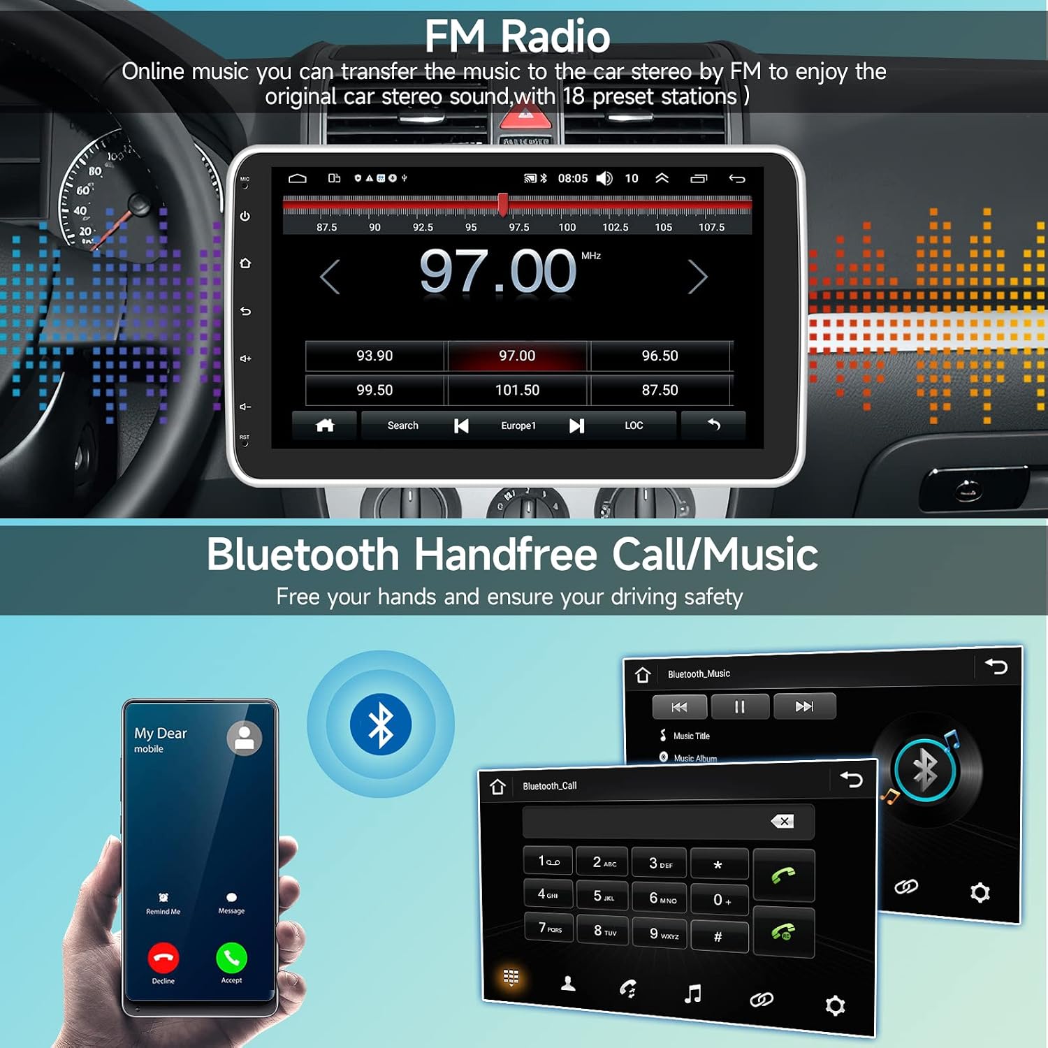 android single din car stereo rotatable radio 10 1 inch vertical touch screen head unit with wifi gps navigation bluetooth usb fmrds radio receiver w