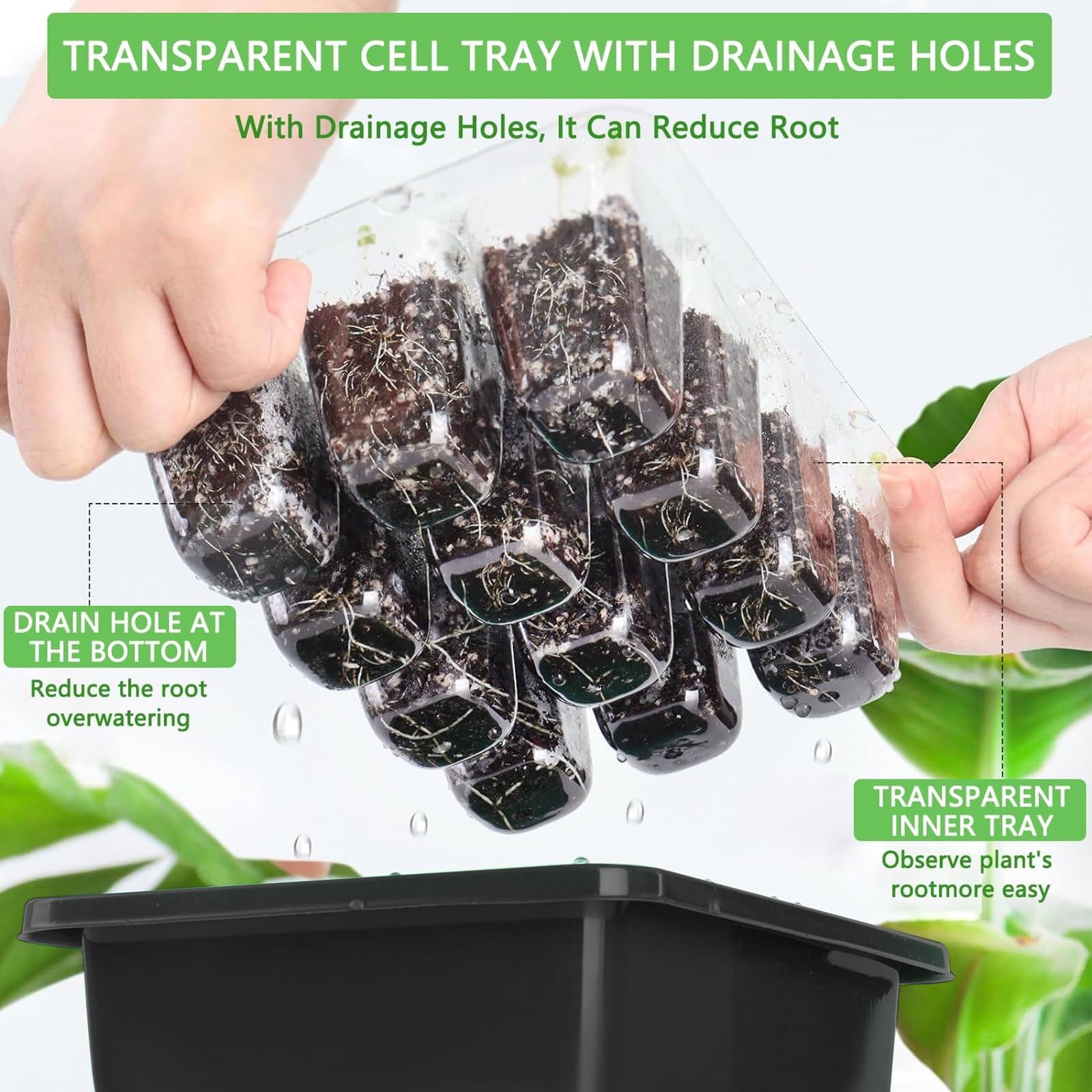 Vassoi per semi,10 Pack 120 Celle Propagator Growing Addensano i Vassoi,Propagator con Coperchi Rialzati,Vassoi Semina,Kit di vassoi di coltivazione di semi di piante riutilizzabili