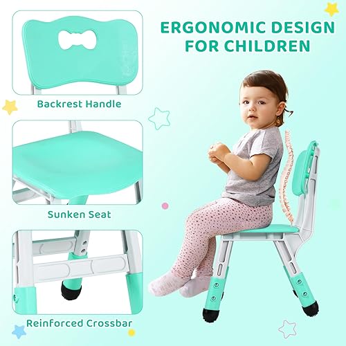 Miniatura 40 de Arlopu Juego de mesa y 4 sillas para niños, juego de mesa y sillas para niños pequeños, patas antideslizantes, escritorio de graffiti, mesa de