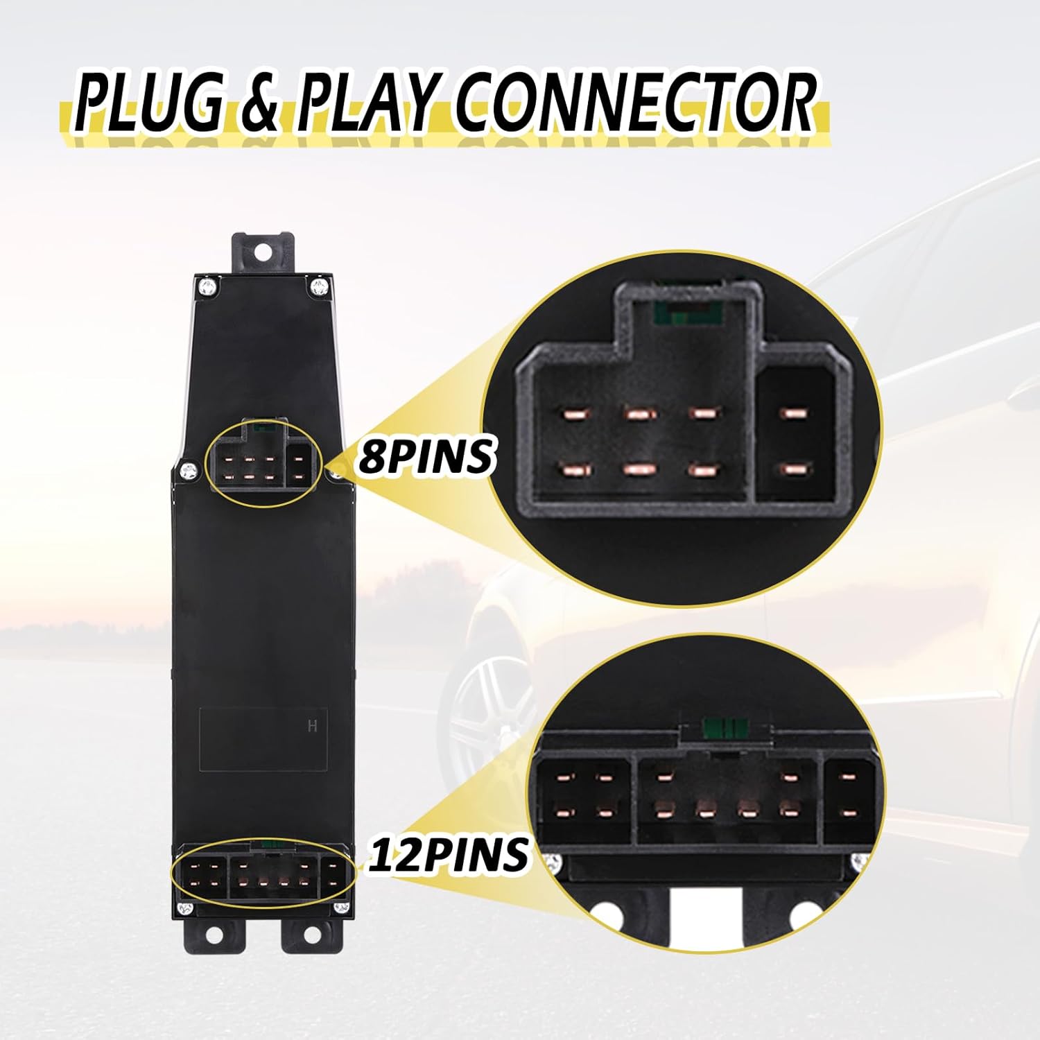 Vurkcy Master Window Switch Control & Grey Bezel, Compatible with 2001-2003 Dodge Durango, 2002-2009 Dodge Ram 1500 2500 3500, 2001-2004 Dakota, Replace OEM 68171680AA, 56049805AB