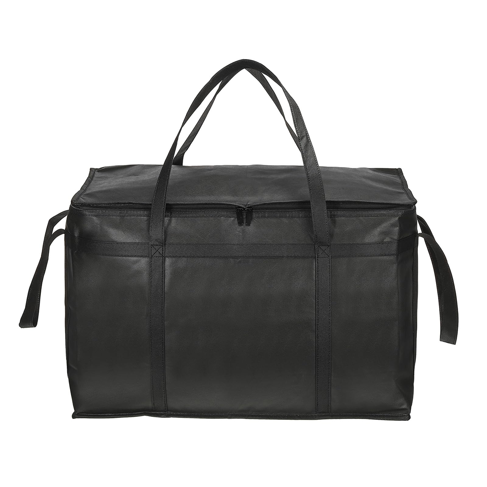 PATIKIL 23"x14"x15" Isolato Riutilizzabile Borsa, Isolato Raffreddatore Tracolla Borsa con Cerniera Lampo/Carta Pieghevole per Caldo Freddo Cibo Trasporto Compere, Nero