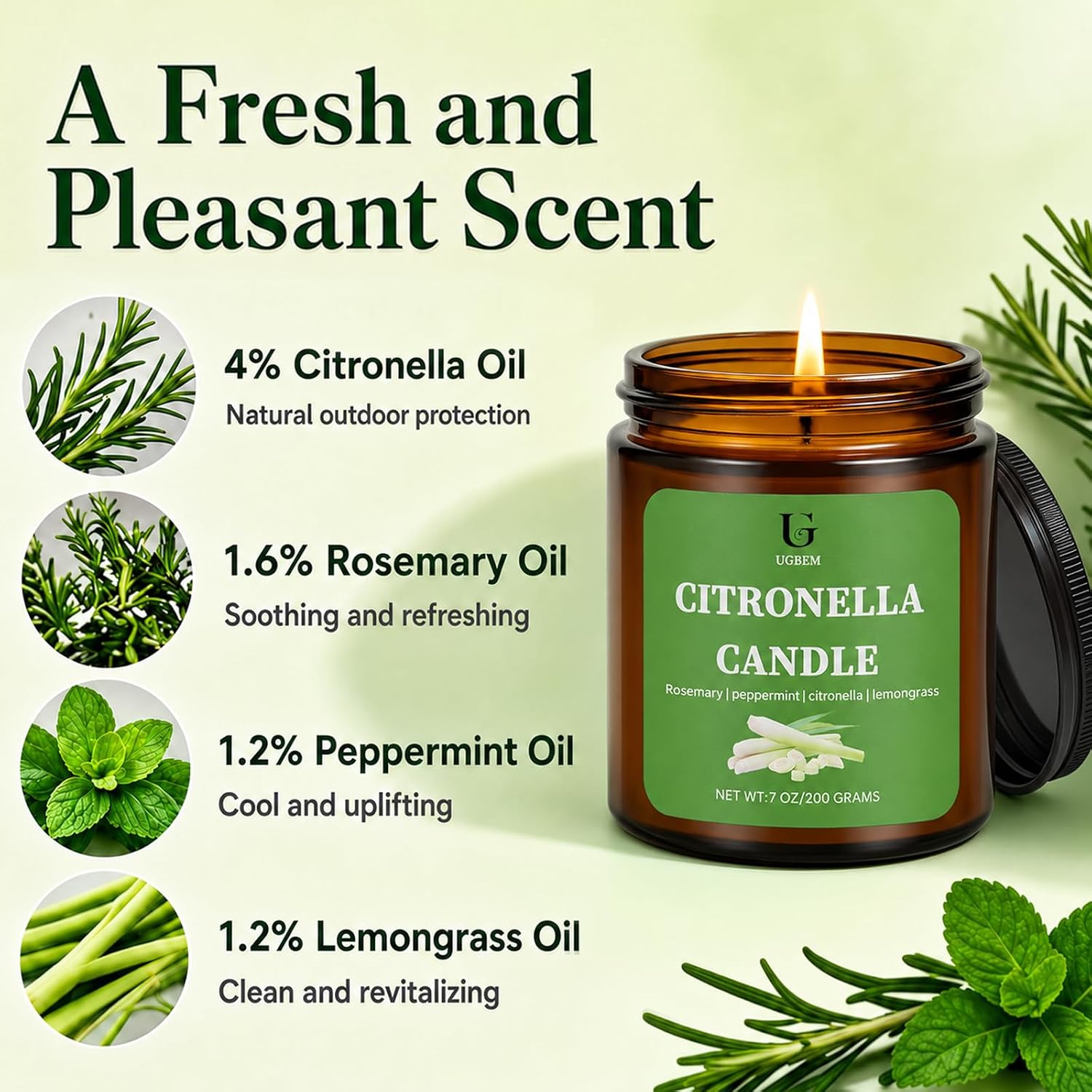 Citronella Candles Outdoor for Camping Patio Indoor Yard 7oz 2 Pack